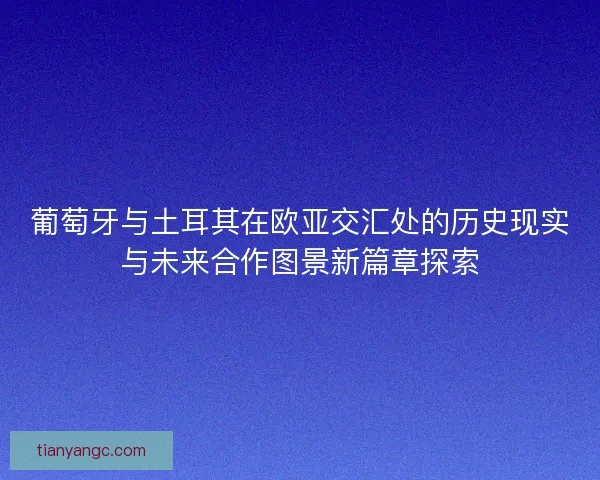 葡萄牙与土耳其在欧亚交汇处的历史现实与未来合作图景新篇章探索