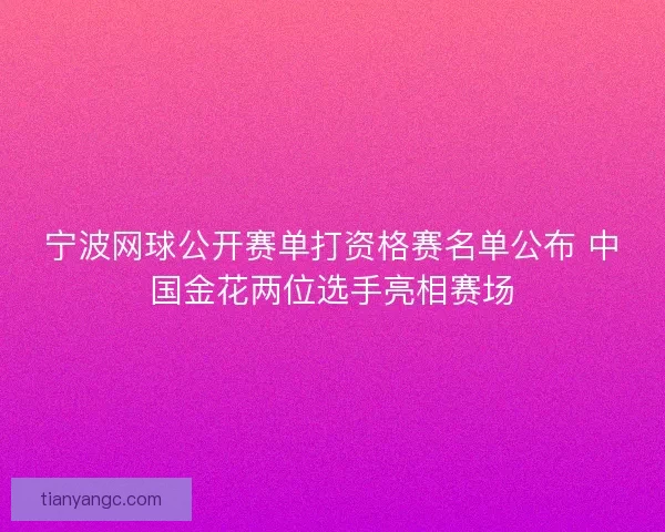 宁波网球公开赛单打资格赛名单公布 中国金花两位选手亮相赛场