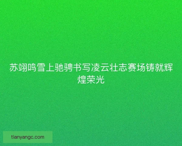 苏翊鸣雪上驰骋书写凌云壮志赛场铸就辉煌荣光 苏翊鸣雪上驰骋书写凌云壮志赛场铸就辉煌荣光